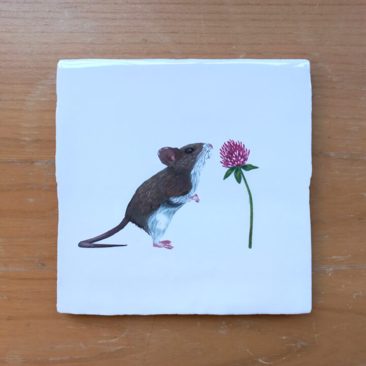 OUTLET ITEM - Tile Wood Mouse with Clover