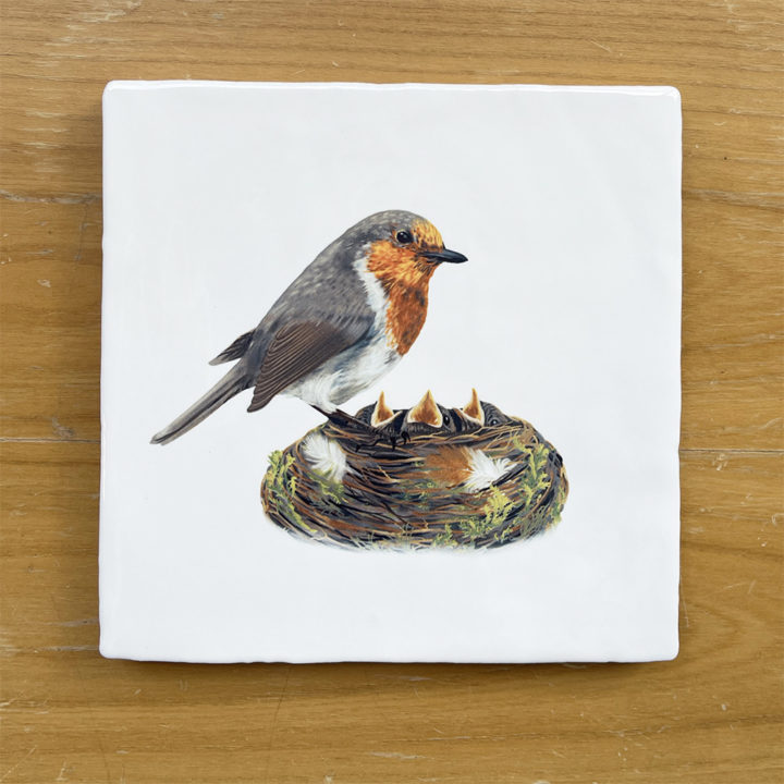 Robin with Nest Vintage Style Tile