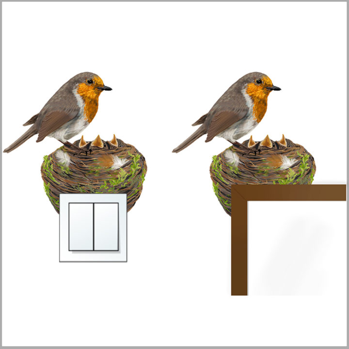 Roodborst met Nest Muursticker - Afbeelding 4