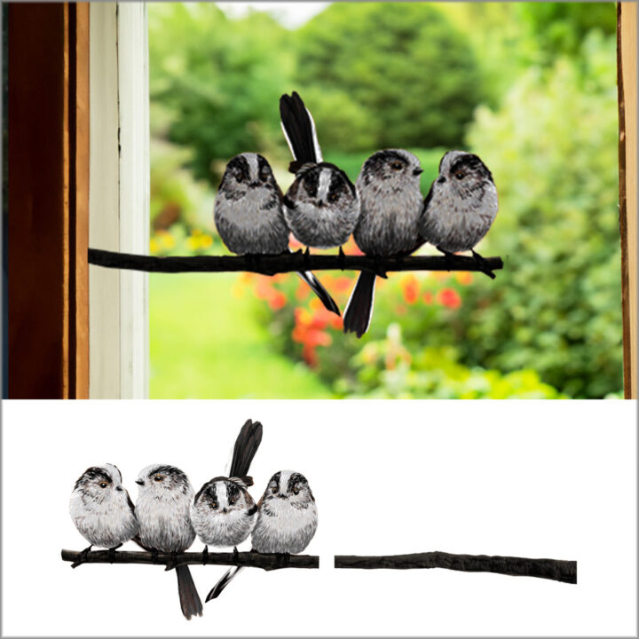 Long-tailed Titmouse Double-sided Window Sticker