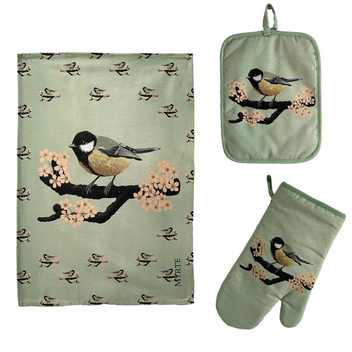 Great tit Potholder, Oven Mitt and Dish Towel