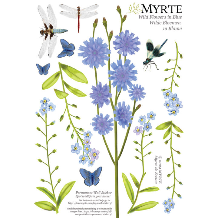 Wild Flowers in Blue Wall Stickers - Image 3