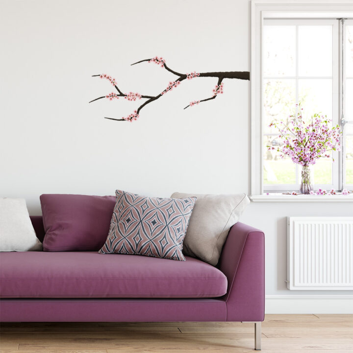 Pink Blossom Branch Wall Sticker - Image 2