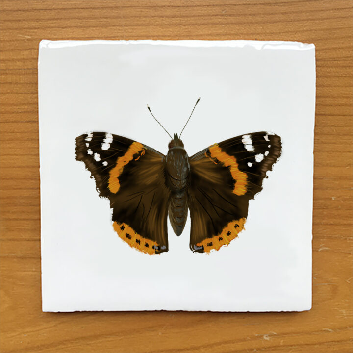 Red Admiral Butterfly - Vintage Style Tile