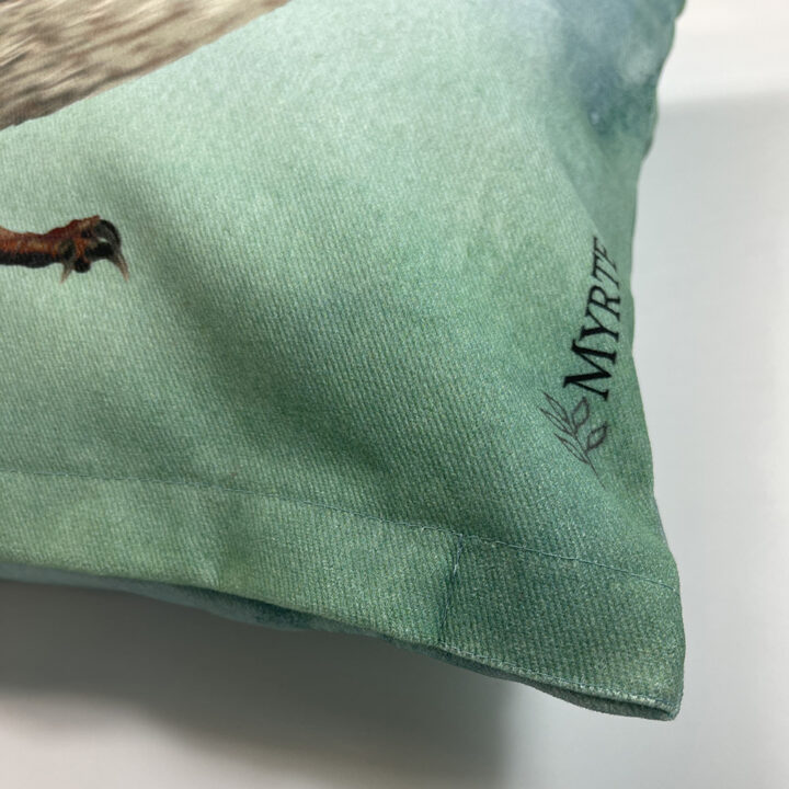 Handmade Cushion Cover House Sparrow B on sage - Image 8