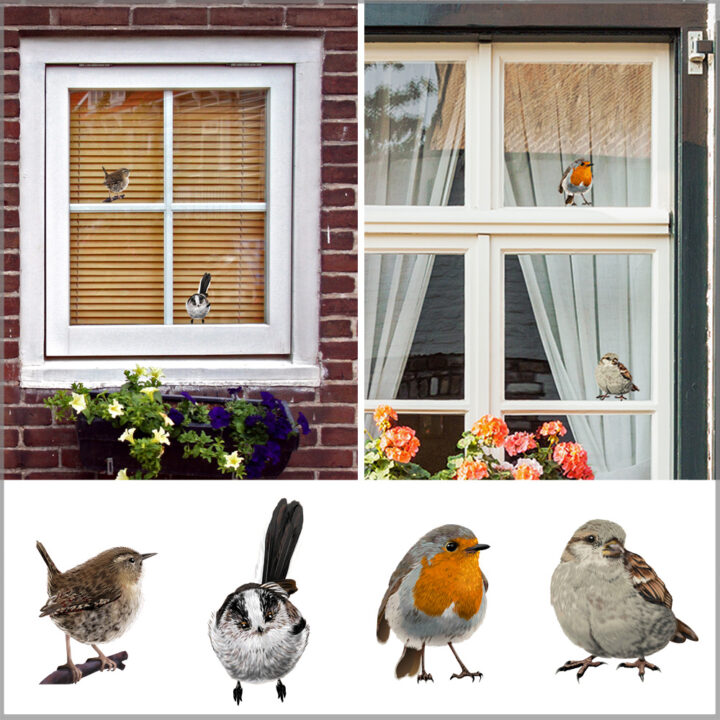 Vogeltjes Mix Dubbelzijdige Raamsticker