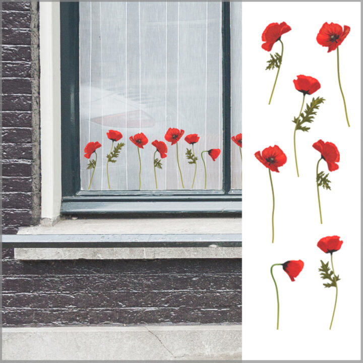 Klaprozen Dubbelzijdige Raamsticker